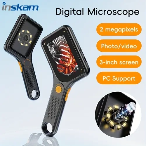 500x Magnification Compact Portable Handheld Digital Microscope with Built-in Auto Focus, USB-Battery Power, Learning Materials & Teaching Supplies for Maintenance, Coin Identification, Gift Ideas for Kids, Unisex,sohochic