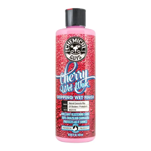 CHEMICAL GUYS Cherry Wet Wax – Deep Wet Shine Carnauba Wax with Gloss-Enhancing Polymers & Sweet Cherry Scent, Delivers Smooth, Slick Finish with Water Beading Protection, Safe for All Colors & Clear Coats, Easy On/Off Cream Wax Application, Car Paint Wax