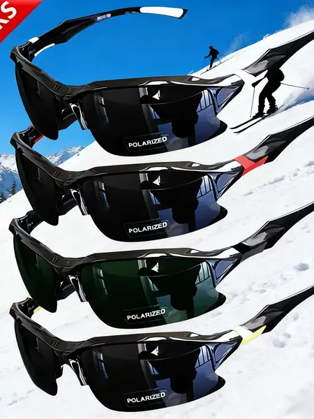 Unisex 4-Pack Rimless TPU Frame Sports Sunglasses - 4-Pair Value Set, Lightweight Windproof Active Eyewear for Running/Driving, Fashion Sports Shades