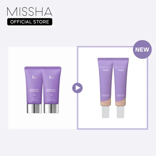 [MISSHA Official] VIRAL BB DUO! M Perfect Cover Serum BB Cream Bundle - Bifida Ferment Lysate Serum-Infused BB Cream Bundle for Anti-Aging Skin Rejuvenation, Skin Tint, Tinted Moisturizer,Glass Skin CardiBB OGBB PurpleBB