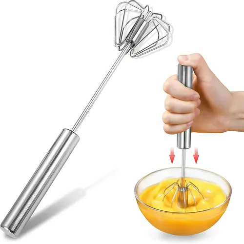 Stainless Steel Semi-Automatic Multifunctional Whisk - Home Cooking Spinning, Beating & Whisking Tool, Hand Frother, Egg Beater Kitchen Utensil