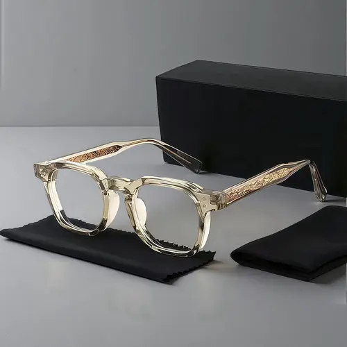 EUNOIALENS Unisex Non-Prescription Blue Light Blocking Glasses - Retro Full-Rim Square Angular Frames, Stylish Trendy Eyewear, Comfortable Versatile Accessory, Ideal for Work/Casual Use