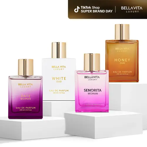 The Showstopper by BellaVita Luxury | Honey Oud, White Oud, Senorita & Date | 4 x 3.4 Fl.oz (100ml) Perfume Set | Women’s Everyday & Party Wear | Long-Lasting Eau De Parfum | Premium Gifting Bestseller