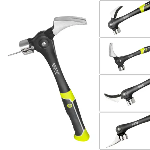 SEESE 16oz Claw Hammer, with Magnetic Nail Starter, Forged Steel Head, Multi-Angle Rip Claw, Shock-Absorbing TPR Grip, Heavy Duty Framing & DIY Hammer toolupgrade