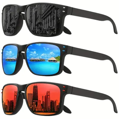 Unisex 3 Pairs Wraparound Bike Shades - Lightweight Polarized 3-Lens Sports Eyewear with UV400 Lenses, Men's Sunglasses, Sports & Outdoor Accessories for Adults Male Cycling & Driving