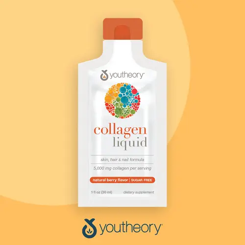 Youtheory Collagen Liquid - 5,000 mg - For Hair Growth, Skin & Nails* - Supports Joint, Bone & Muscle Health* - With Amino Acids - Berry Flavor - 12 Single Serving Packets (12-Day Supply)
