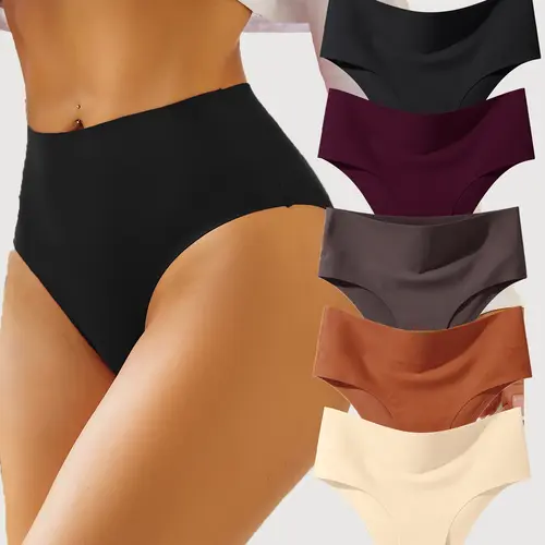 5-Pack High-Waisted Shapewear Women's Triangle Panties, Seamless Daily Belly Control Underwear, Comfortable and Stylish, Everyday