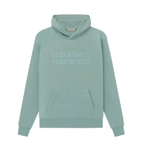 Fear of God Essentials Hoodie Sycamore - Soft Teal Color with Front Pocket & Brand Logo for Everyday Wear