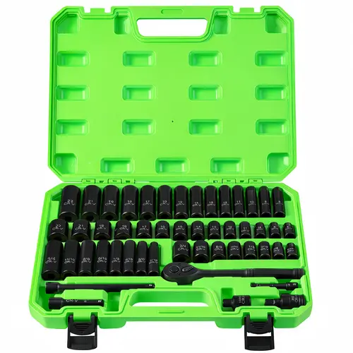 【FathersDayGift】50pcs Set Standard SAE (5/16 To 3/4Inch)and Metric(8-22mm) Size Cr-V 3/8-Inch DriveRatchet Handle Drive Extension Bar with Heavy Duty Hardware