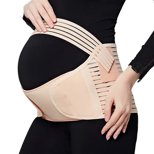 Women's Maternity Support Belt - Adjustable, Breathable Polyester Blend Shapewear with Belted Buckle, Flexible Fit, Adjustable Support Design for Pregnant Back Pain, Posture & Abdominal Care (Walking, Relaxing Use, Size M)
