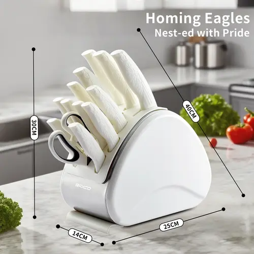 RAXCO 13-Piece German Craftsmanship Kitchen Knife Block Set with Box, High-Carbon Stainless Steel, Non-Slip Handle, Ideal for Home Cutting, Steak Slicing, Men’s All-Purpose Kitchen Use