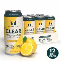Myprotein Clear Whey Isolate Protein Water Drink | 1 Case (12 Cans) | 20g Protein for 80 calories, 300mg electrolytes, Zero Sugar Supplement to Support Fitness and Health, Sport Drink, Sugar Free, Zero Sugar Keeps Macros Cleaner, Protein Drink That Tastes