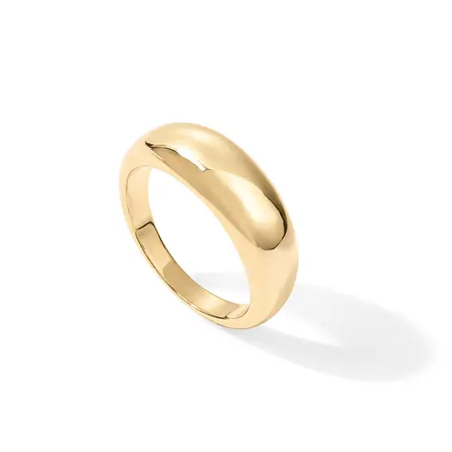 PAVOI 14K Gold Plated Chunky Dome Ring - Puffy Dome Stackable Rings - Chunky Signet Ring for Women