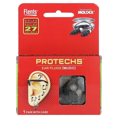 Flents Protechs, Ear Plugs, Music , 1 Pair with Case