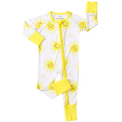 EllivviBebe Baby Bamboo Pajamas, Ultra Soft Bamboo Viscose Zipper Romper Sleepwear，2-Way Zipper, Super Soft, Fun Print Baby Clothes, Breathable Stretch One Piece Footed Pajamas for Newborns Baby Infants Toddlers Bamboo Sleep Sack, Baby Clothing