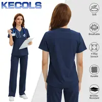 Kecols Scrub Tops for Women - V-Neck with 2 Pockets, Soft 4-Way Stretch, Anti-Wrinkle & Easy Care for Medical Uniforms Workwear Clothes Womenswear Minimalist