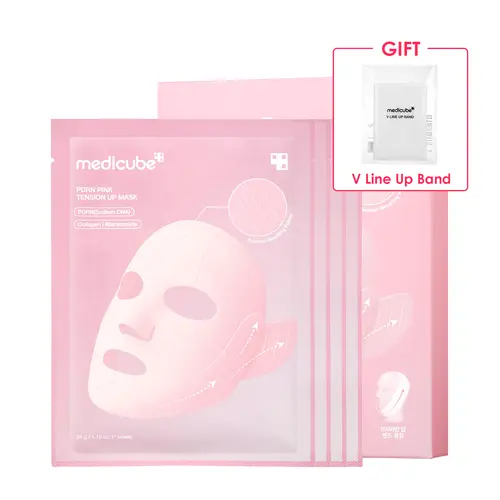 [medicube] PDRN Pink Firming Care Mask | 3-Step Firming Care Mask with Ear Hooks for De-Puffing & Contoured Skin | 99% Salmon PDRN, NAD, Caffeine | K-Beauty, Korean Skincare V-Line Tightening Mask