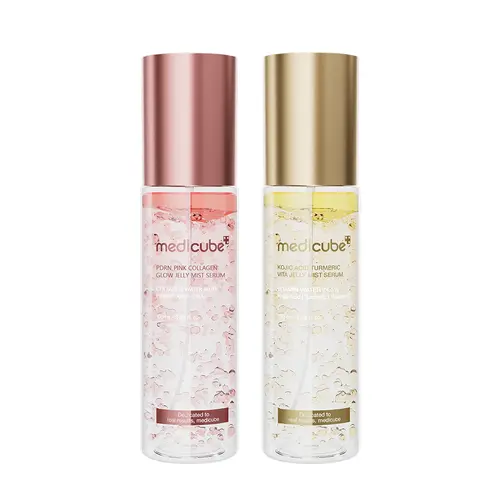 [medicube] Pink & Gold PDRN Kojic Acid Jelly Mist Serum Duo | PDRN Pink Collagen Glow Jelly Mist Serum, Kojic Acid Turmeric Vita Jelly Mist Serum | On-the-go Dual Texture Mist Serum for Hydration, Radiance & Brightening | K-beauty, Korean Skincare