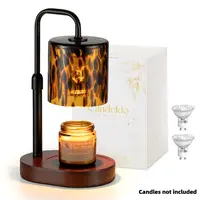 CANDELDO Tortoise Shell Look Wood Candle Warmer Lamp - Black Vintage Leopard Dim Control, Dimmable Timer, Height-Adjustable, 2 Bulbs, Indoor-Friendly Decor Piece, Thoughtful Housewarming Gift for Women,sohochic