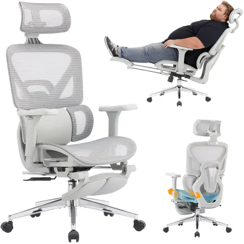 MOJAY Ergonomic Mesh Office Chair – High-Back Gaming & Home Office Chair with Footrest, 3D Lumbar Support, 90-135° Tilt Lock, Adjustable Seat Depth, 4D Armrest, 3D Headrest,summerwins