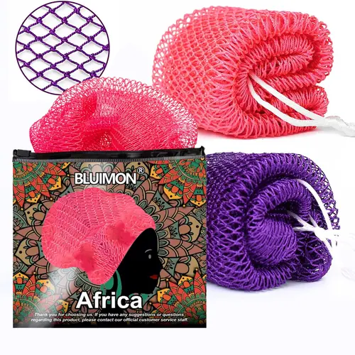 Authentic African Exfoliating Net Bath Sponge - African Net Sponge, Ethically Sourced from Nigeria, 45-in Long Back Scrubber for Daily Use, Accessories