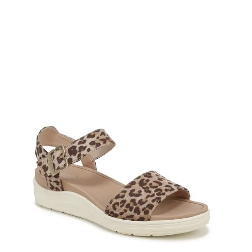 Dr. Scholl's Women's Time Off Sky Wedge Sandal - Faux Leather, Buckle Closure, Daily Fashion Footwear, Comfortable Heels, Sporty Chic Casual Wear