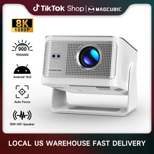 [US warehouse] Magcubic HY350MAX Projector 900ANSI Auto Focus 8K Decode Android 14 Allwinner H726 Built-in 15W HiFi Speaker Dual WiFi6 BT5.4 Native 1080P Portable Smart Home Cinema Movie Night Gift Projectors For Bedroom #SohoChic
