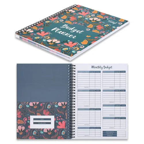 Soligt Monthly Budget Planner Book Undated with 12 Pockets for Income Debt Saving Expense and Bill Tracker Organizer Spiral Design Thick Paper Stationery Efficient Finance Organizer Notebook,sohochic