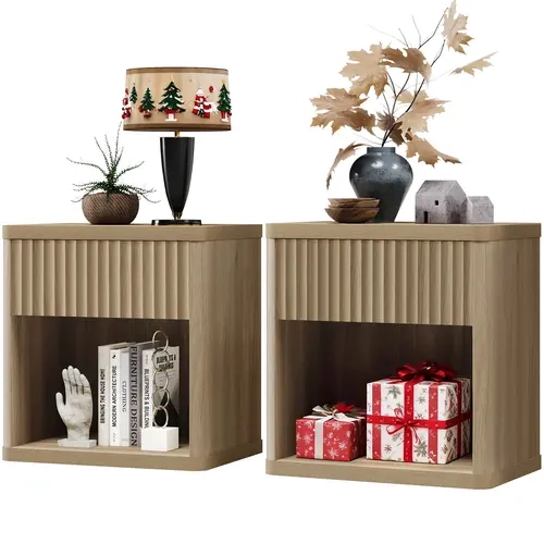 SICOTAS Set of 2 Modern Mid-Century Rectangle Nightstands (Bedside Nightstands/Bed Side Table) - 1 Drawer, Engineered Wood, 22.7x15.4x24.1in, Large Top Holds Books & Devices, Large Space, Sturdy Indoor Furniture, Scratch-Resistant Finish