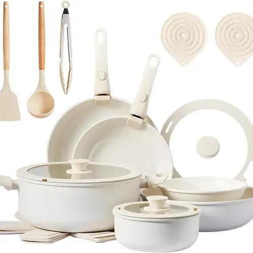 ROVSUN 17/19/20/22 Pcs Nonstick Pots and Pans Set, Cast Aluminum Kitchen Cookware Set with Detachable Handles, RV Kitchen Cooking Set and Utensils, Dishwasher Safe, PFAS PFOA & PFOS Free, TikTokShopBlackFriday
