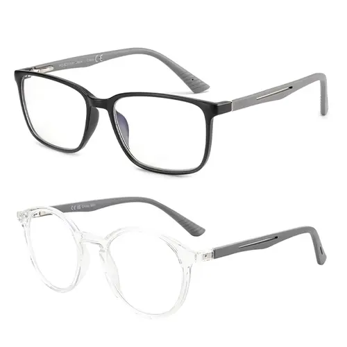 ZENOTTIC Classic Stylish TR90 Unisex Round Tac Semi Rimless Eyeglass Frames - Sturdy Lightweight Stylish Protective Dark Non-Prescription Accessory Glasses, Bluelight Blocking, UV Protection, Office/Gaming Use, Men's Gift