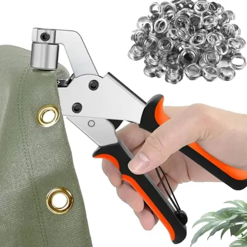 GJANSH Professional Grommets Kit, Multi-Functional Grommet Handheld Pliers, 3/8 Inch Heavy-Duty Portable Eyelet Setter Tool, for Punching Round Holes In Leather, Belts, Tarps, Fabric, toolupgrade