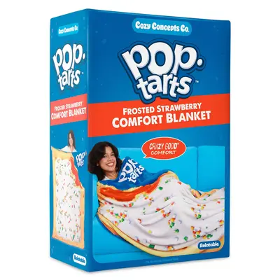 Pop-Tarts Cozy Concepts Co. Throw Blanket by Relatable – Giant Strawberry Pop-Tart Lookalike Blanket, 65” Soft Plush Throw for Teen Girl Room Decor, Cozy Gifts, and Funny Gag Gifts
