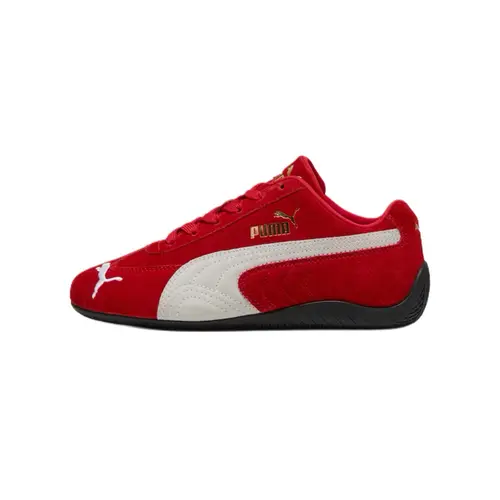 Women's Puma Speedcat OG Embroidered Stripes Red White Low Top Stylish Sneakers - Athletic, Casual, Sporty Chic Shoes for Daily Walking (Youth/GS Sizes Available, Trending Girl Shoes), Steady Traction