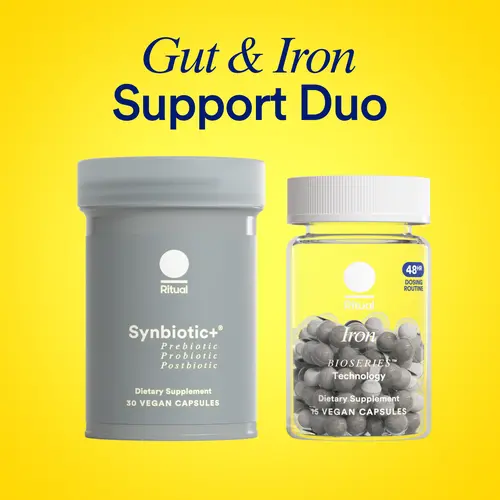 Ritual’s Gut & Iron Support Duo with Ritual’s New 48-Hour Iron BioSeries and Synbiotic+ for Daily Gut Health Support, 30 Day Supply*