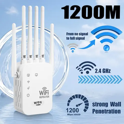 WiFi Extender 2026 6-Antenna Strong Signal, 1200Mbps Dual Band (2.4GHz) Booster, Wide Signal Coverage,Wireless Remote Amplifier, Ideal for Home Studios, Remote Workspaces, computer,Deals For You Days