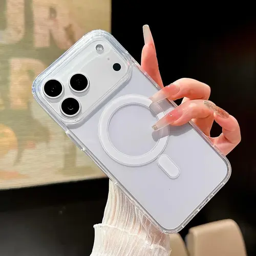 MagSafe Snap-On Acrylic Cellphone Case with Soft TPU Shockproof, Slim, Anti-Yellowing Protection for iPhone 17 Series, 16-11 & Samsung Galaxy S26 Ultra, S25-S22, S21 - Mobile Phone Accessories Casing