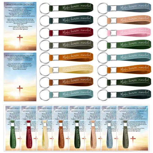 24Set Make Heaven Crowded Keychain with Inspirational Card  Christian Gift for Church Event Trunk or Treat Sunday School Baptisms Gift Classroom Rewards Thanksgiving Gift for Men Women Church Pastor Clergy