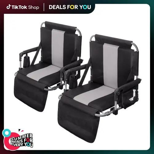 DealsForYouDays PHIVILLA Home Folding Stadium Seat Bleacher Chair with Cup Holder, Mesh Bag and Hide Hooks, Portable Stadium Chair with Back and Cushion for Football, Baseball & Sports Events