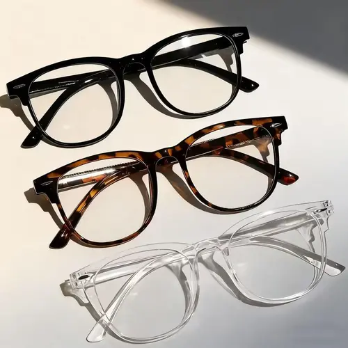3pcs Retro Full Rim Lightweight Stylish Square Frames Eyeglasses Set - Blue Light Protection Non-Prescription Lenses, Anti-Blue Light Accessory Glasses with Modern Vibe for Summer Beach Vacation, Outdoor Activities, Blue Light Protection Non-Prescription,