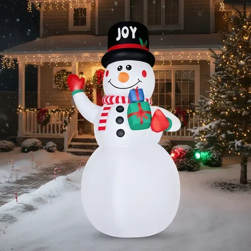 VINGLI Lighted Large Christmas Inflatable Giant Snowman Decoration, Holding Gift Boxes, Blow Up Yard Decor with Built-in LED Lights for Holiday Party Front Yard Lawn, Home Ornaments,sohochic
