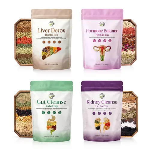 iTREE Vital-Tea 3-Pcs Organic Herbal Combo - Kidney Cleanse, Liver/Lung/Gut Health Support, Hormone Balance, Sugar-Free Loose Leaf, Cupboard-Storable Daily Beverage for Adults, Back to School Drink
