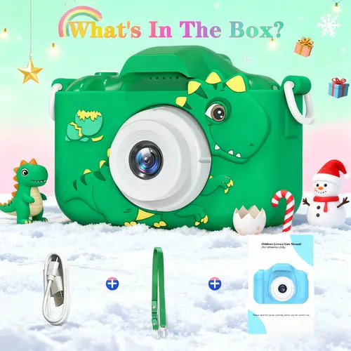 Kids Digital Camera Toy with Photo & Video Features, Built-in Li-ion, HD Selfie, 32GB SD Card, Cute Silicone Case, Top Birthday Gift for Ages 3-12, Playful Kids Camera, Photo And Video Features Digital Cameras,sohochic