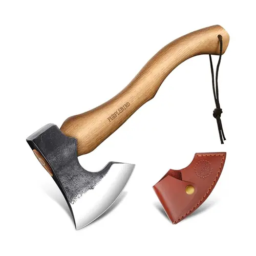 PURPLEBIRD Garden Axe with Sheath, Yard Tool for Wood Processing and Kindling - Ergonomic Wood Handle Ideal for Garden Maintenance and Firewood Preparation, Blade, Hand Tools