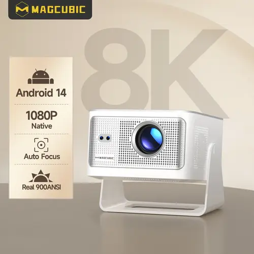 [US Warehouse] Magcubic HY350MAX 900ANSI Projector Auto Focus 8K Decode Android 14 Allwinner H726 Built-in 15W HiFi Speaker Dual WiFi6 BT5.4 Native 1080P 1.0:1 short Throw Portable Smart Projector For Home Cinema Movie Night #SohoChic