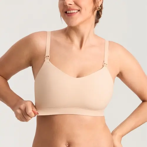 MOMANDA Seamless Nursing Bras with One-piece Molded Cups for Breastfeeding Supportive Padded Wireless Maternity Bras