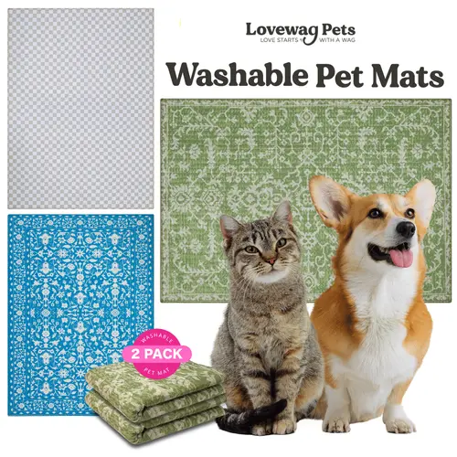Lovewag Pets Washable Dog Pads - Pack of 2, Eco-Friendly & Leak-Proof Design, Multi-Design Options: Jade Quilt, Mahogany Weave, Taupe Checkers, Teal Paradise, 36" x 48"