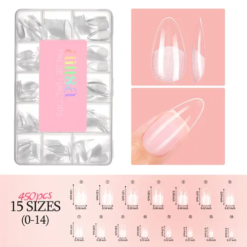 AILLSA Almond Soft Gel Nail Tips (120pcs/450pcs Box) - 15 Sizes Full Coverage Beauty Products, Beginner-Friendly DIY Manicure at Home, Natural Look Back to School Gel Nails,sohochic
