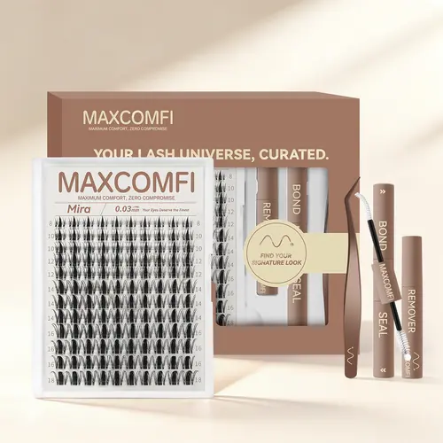 MaxComfi Mira Manga Lash Clusters, DIY Eyelash Extensions for a Natural Voluminous Look, Super Soft with Thin Band, Waterproof & Long-Lasting for Beginners, Lash Cluster, Natural Lash Clusters