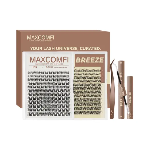 MaxComfi IRIS VIVI GLOSA Cluster Lashes, Super Soft & Waterproof with 0.03mm Thin Band, DIY Application for Beginners, Long-Lasting Beauty Products, Lash Cluster, False Eyelashes & Adhesives